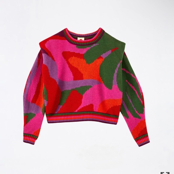 Farm Rio Abstract Scarf Sweater 
